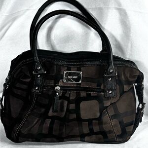 Nine West Black and‎ Brown Patterned Satchel
